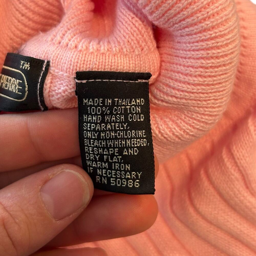 Vintage 80s Pink Ribbed Turtleneck Sweater Sz M - Picture 9 of 16